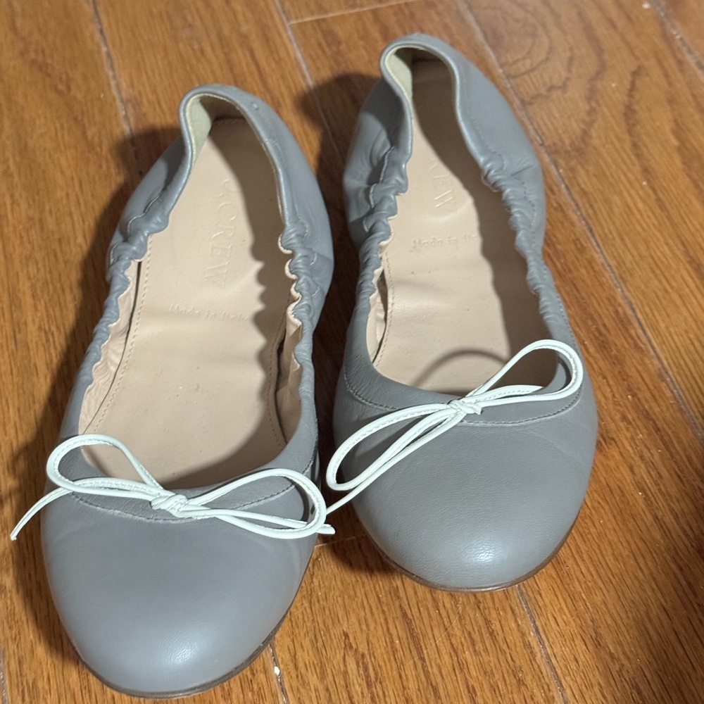J. Crew Gray Ballet Flats with Bow